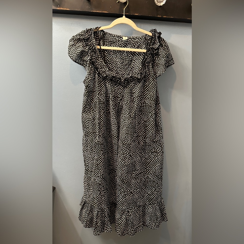 Old Navy Dress Size Large Cotton Print Black & White w under slip attach vintage